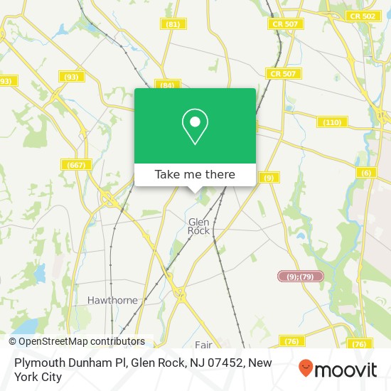 Mapa de Plymouth Dunham Pl, Glen Rock, NJ 07452