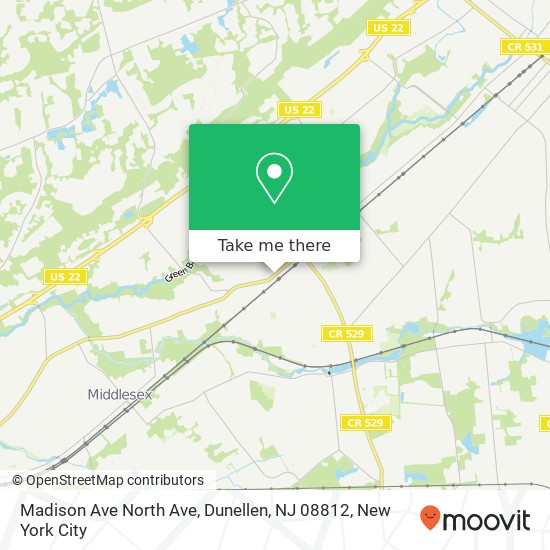 Mapa de Madison Ave North Ave, Dunellen, NJ 08812