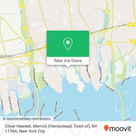 Oliver Hewlett, Merrick (Hempstead, Town of), NY 11566 map