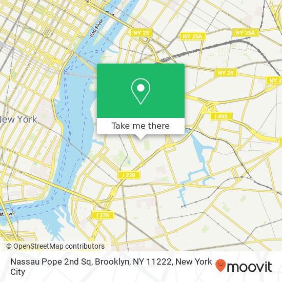 Mapa de Nassau Pope 2nd Sq, Brooklyn, NY 11222