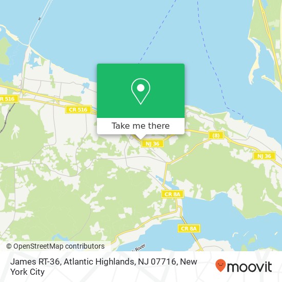 Mapa de James RT-36, Atlantic Highlands, NJ 07716