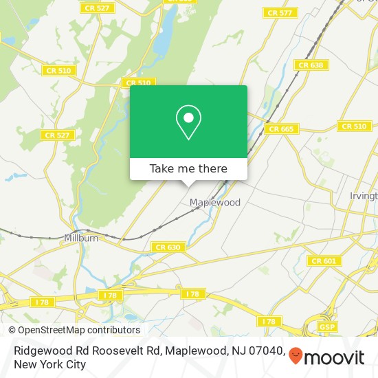 Ridgewood Rd Roosevelt Rd, Maplewood, NJ 07040 map