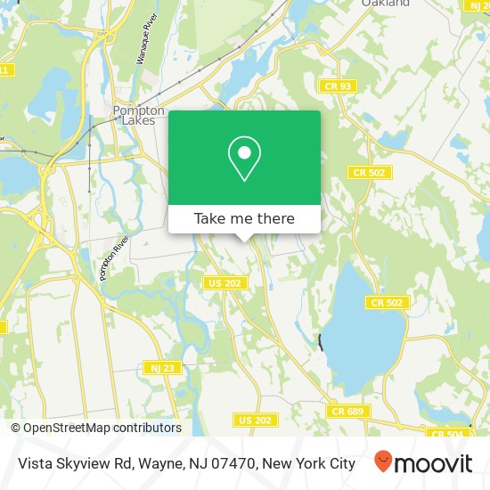 Vista Skyview Rd, Wayne, NJ 07470 map