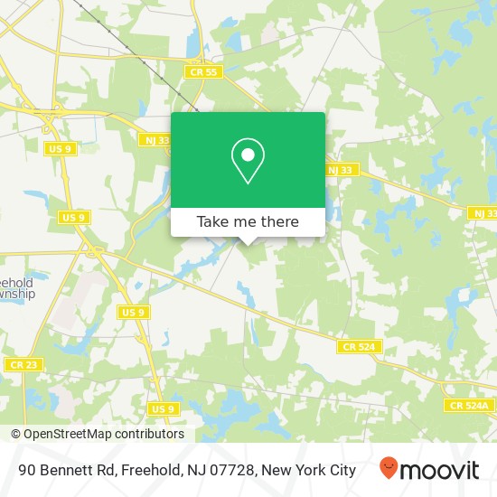 Mapa de 90 Bennett Rd, Freehold, NJ 07728