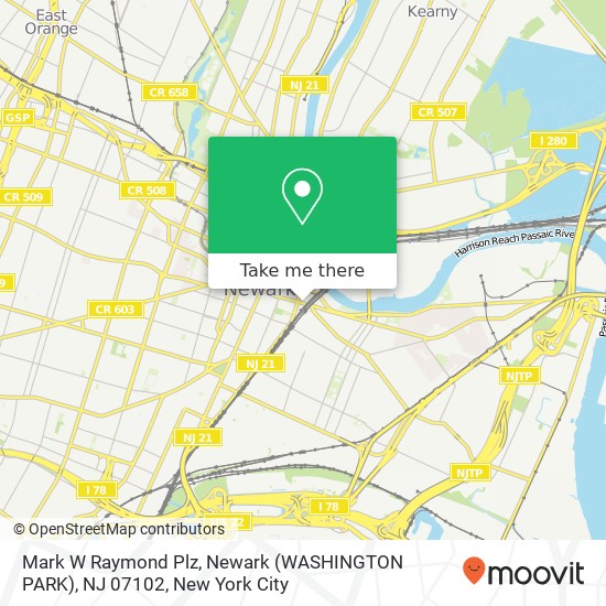 Mapa de Mark W Raymond Plz, Newark (WASHINGTON PARK), NJ 07102