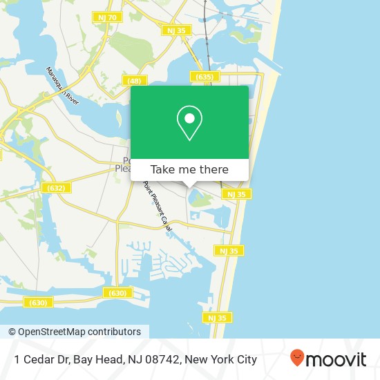 Mapa de 1 Cedar Dr, Bay Head, NJ 08742