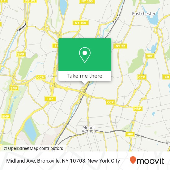 Mapa de Midland Ave, Bronxville, NY 10708