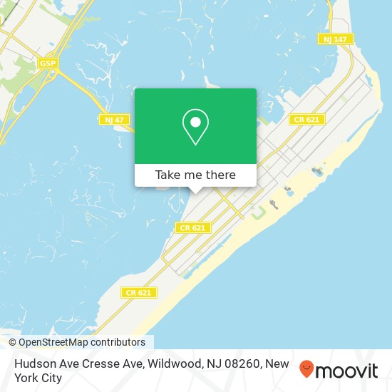 Mapa de Hudson Ave Cresse Ave, Wildwood, NJ 08260