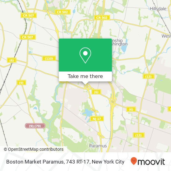 Boston Market Paramus, 743 RT-17 map