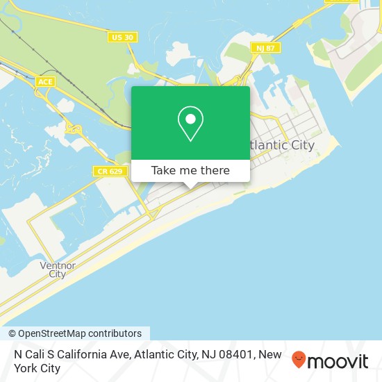 Mapa de N Cali S California Ave, Atlantic City, NJ 08401