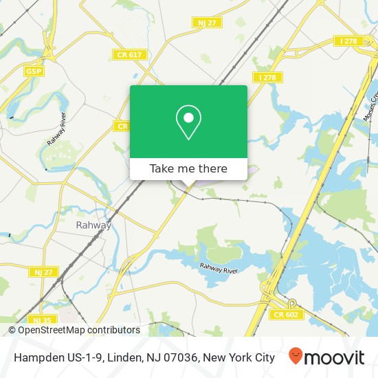 Mapa de Hampden US-1-9, Linden, NJ 07036