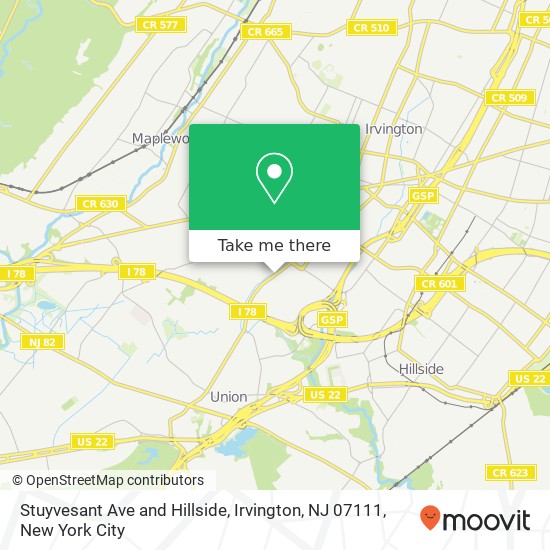 Stuyvesant Ave and Hillside, Irvington, NJ 07111 map