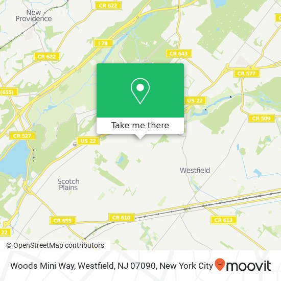 Mapa de Woods Mini Way, Westfield, NJ 07090