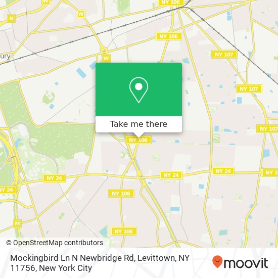 Mockingbird Ln N Newbridge Rd, Levittown, NY 11756 map