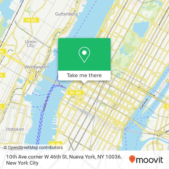 Mapa de 10th Ave corner W 46th St, Nueva York, NY 10036