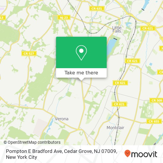 Pompton E Bradford Ave, Cedar Grove, NJ 07009 map