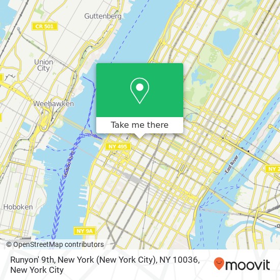 Mapa de Runyon' 9th, New York (New York City), NY 10036