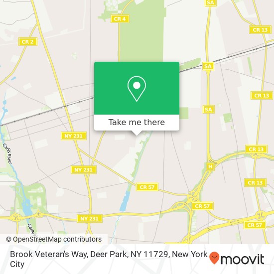 Mapa de Brook Veteran's Way, Deer Park, NY 11729