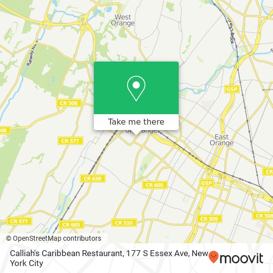 Mapa de Calliah's Caribbean Restaurant, 177 S Essex Ave