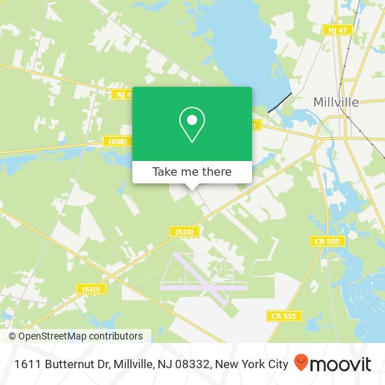 Mapa de 1611 Butternut Dr, Millville, NJ 08332