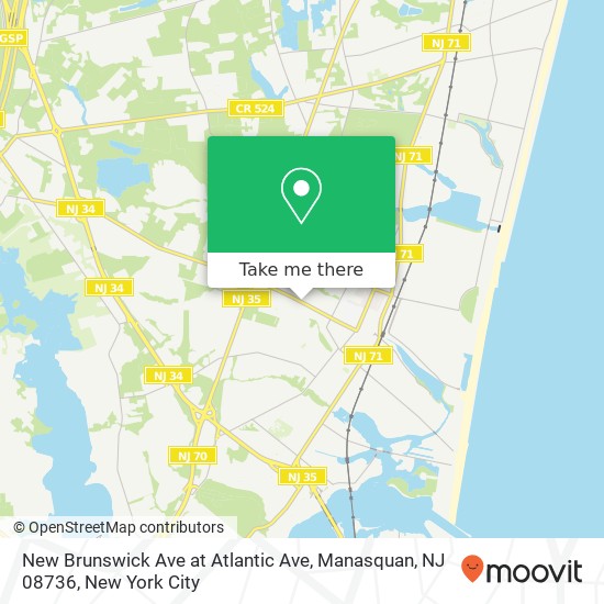 Mapa de New Brunswick Ave at Atlantic Ave, Manasquan, NJ 08736