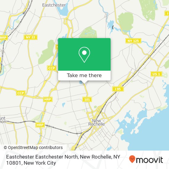 Mapa de Eastchester Eastchester North, New Rochelle, NY 10801