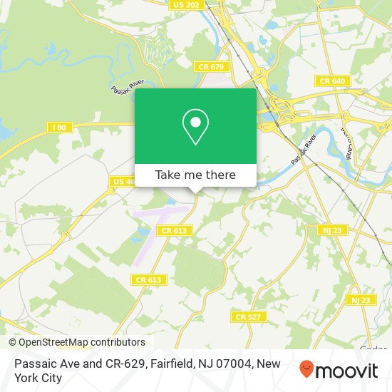 Passaic Ave and CR-629, Fairfield, NJ 07004 map