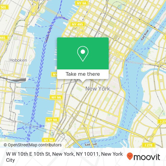 Mapa de W W 10th E 10th St, New York, NY 10011