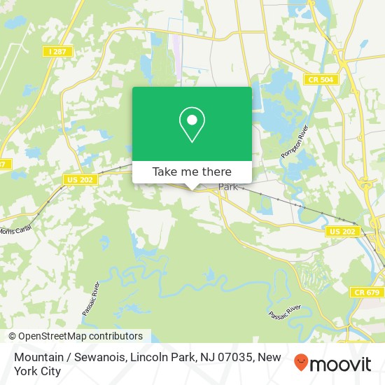 Mapa de Mountain / Sewanois, Lincoln Park, NJ 07035