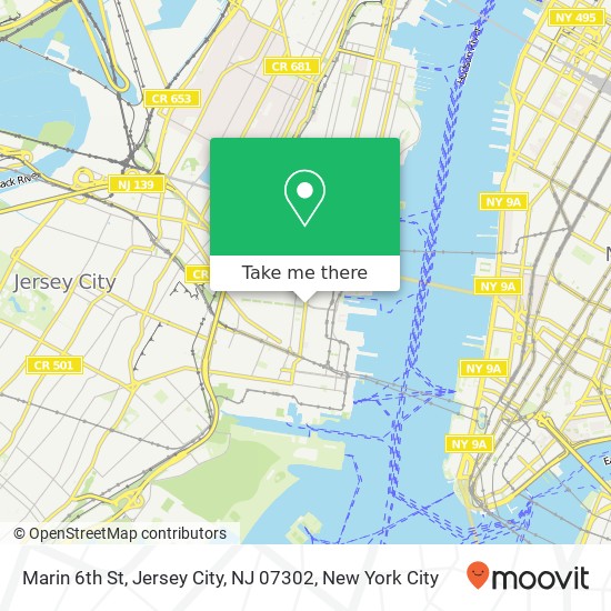 Mapa de Marin 6th St, Jersey City, NJ 07302