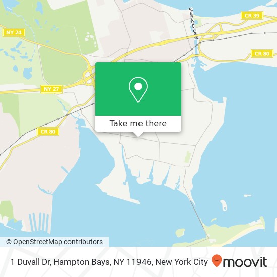 Mapa de 1 Duvall Dr, Hampton Bays, NY 11946