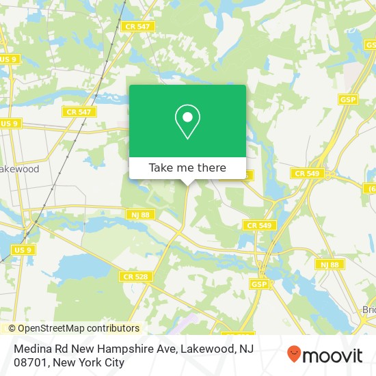 Mapa de Medina Rd New Hampshire Ave, Lakewood, NJ 08701