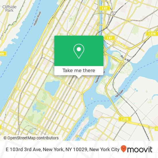 Mapa de E 103rd 3rd Ave, New York, NY 10029