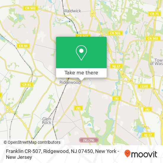Mapa de Franklin CR-507, Ridgewood, NJ 07450