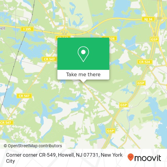 Mapa de Corner corner CR-549, Howell, NJ 07731
