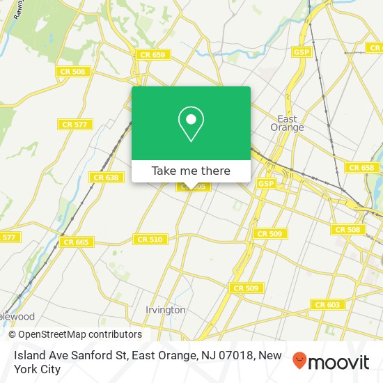 Island Ave Sanford St, East Orange, NJ 07018 map