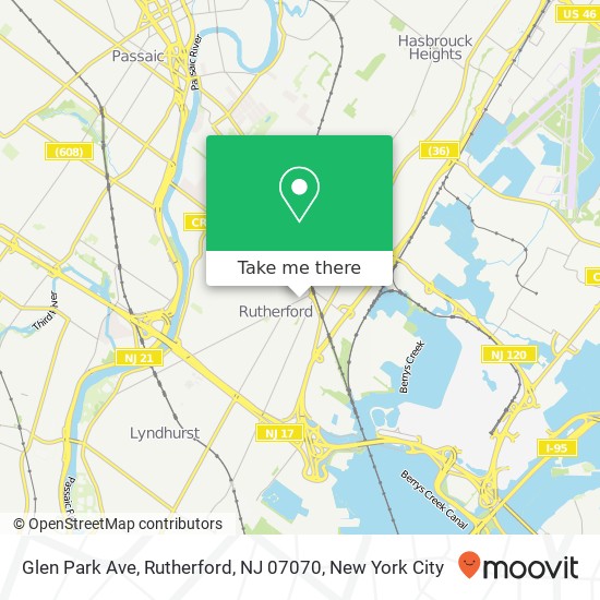 Mapa de Glen Park Ave, Rutherford, NJ 07070