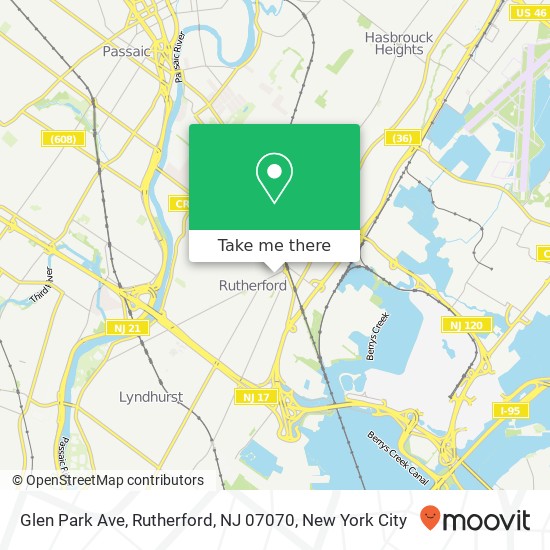 Glen Park Ave, Rutherford, NJ 07070 map