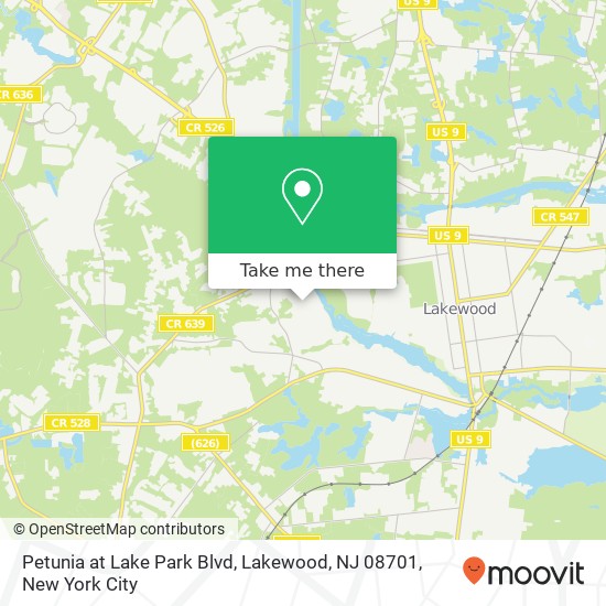 Mapa de Petunia at Lake Park Blvd, Lakewood, NJ 08701