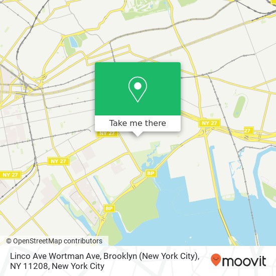 Mapa de Linco Ave Wortman Ave, Brooklyn (New York City), NY 11208