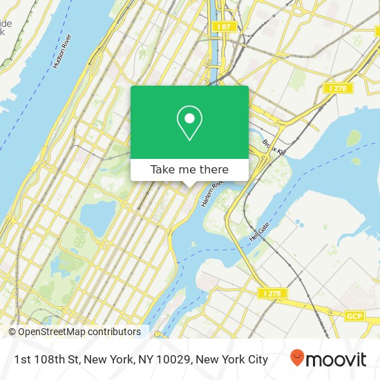 Mapa de 1st 108th St, New York, NY 10029