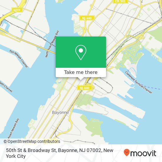 Mapa de 50th St & Broadway St, Bayonne, NJ 07002