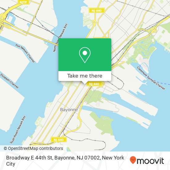 Mapa de Broadway E 44th St, Bayonne, NJ 07002