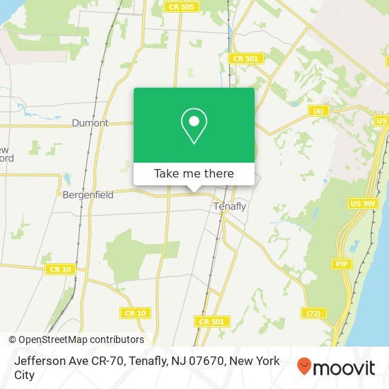 Mapa de Jefferson Ave CR-70, Tenafly, NJ 07670