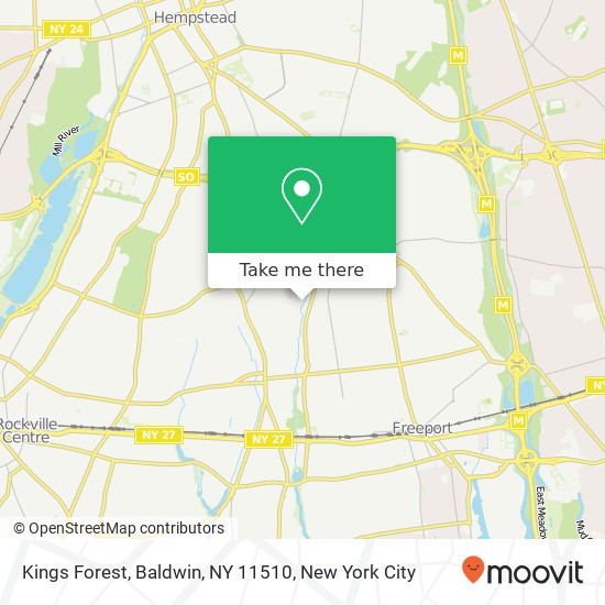Mapa de Kings Forest, Baldwin, NY 11510
