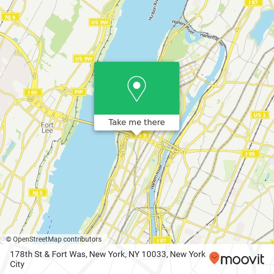 178th St & Fort Was, New York, NY 10033 map