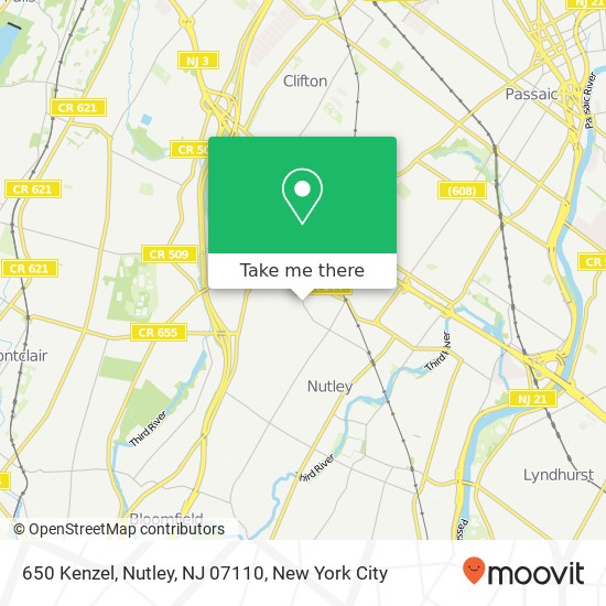 Mapa de 650 Kenzel, Nutley, NJ 07110