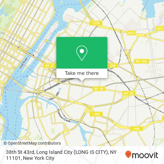 Mapa de 38th St 43rd, Long Island City (LONG IS CITY), NY 11101