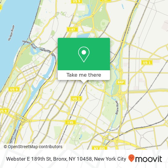 Mapa de Webster E 189th St, Bronx, NY 10458