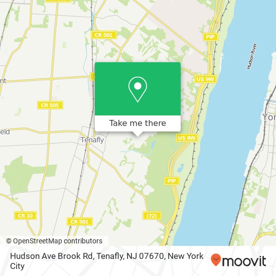 Mapa de Hudson Ave Brook Rd, Tenafly, NJ 07670